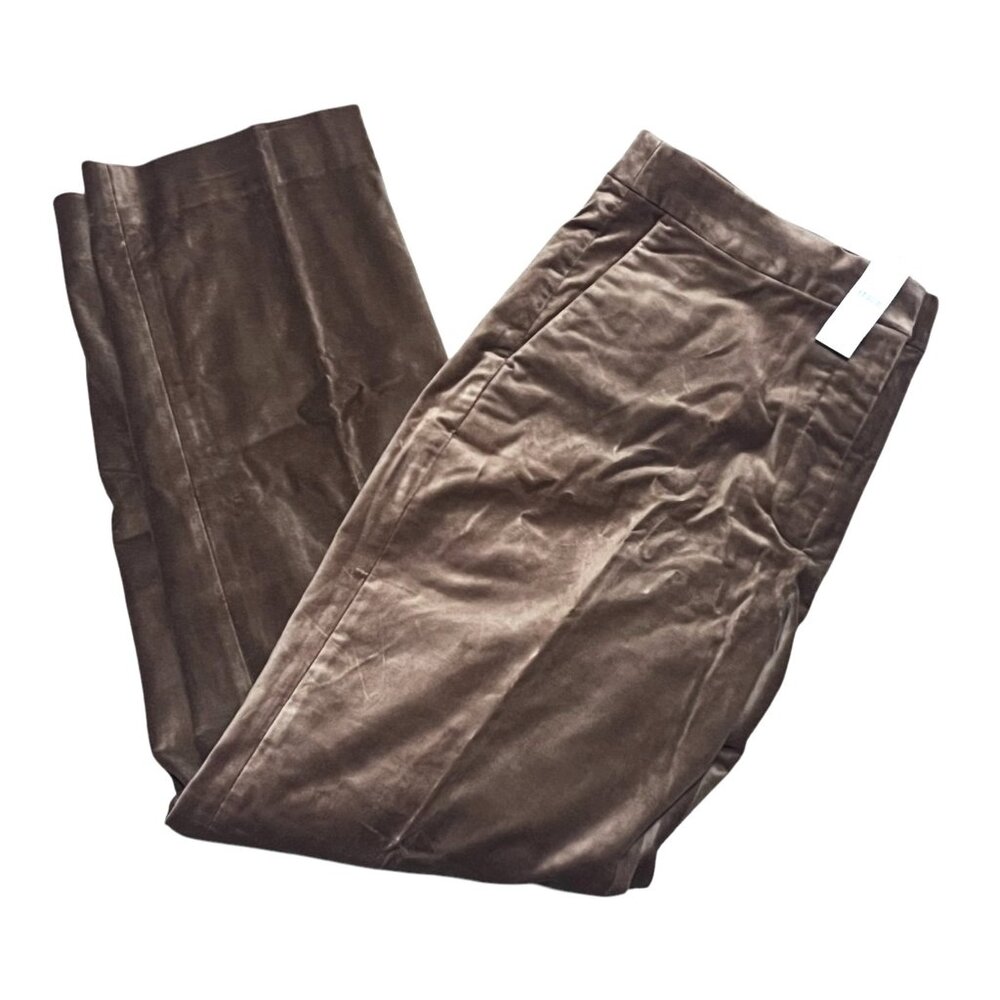 J.Crew Kate LIght Brown Velvet Trousers Size 12 Womens Pockets Straight Leg Pant